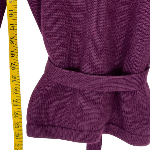 Talbots Angora Blend Plum Turtle Neck Cable Knit Button Down Cardigan (S) - Picture 11 of 14